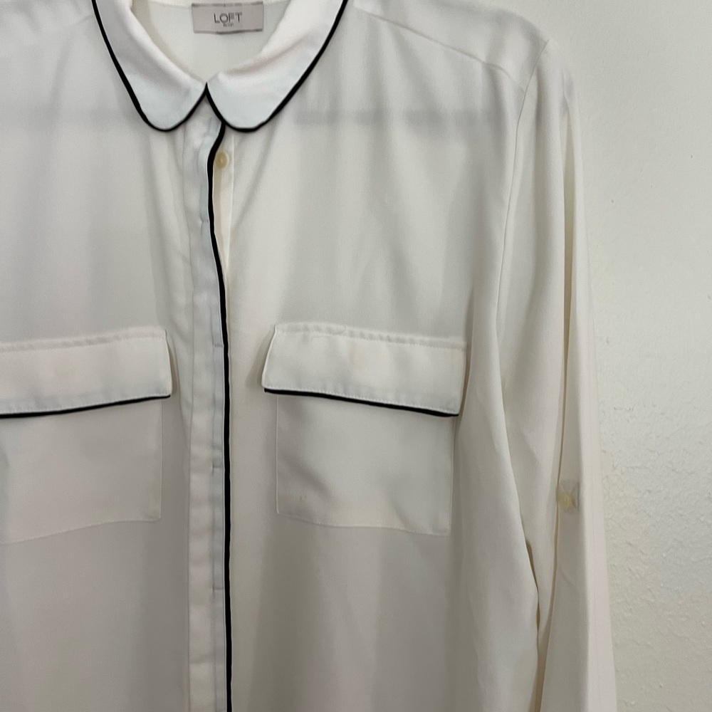 Loft Outlet Button Down White Blouse - image 3